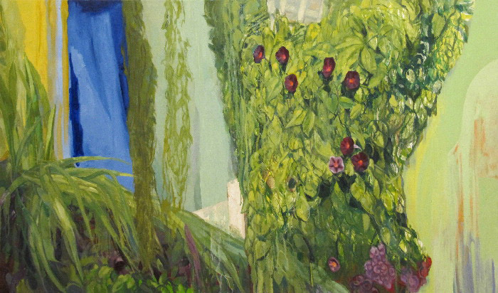 &lt;i&gt;Ruby Morning Glories, High Noon,&lt;/i&gt; oil on canvas, 38 x 64&quot;