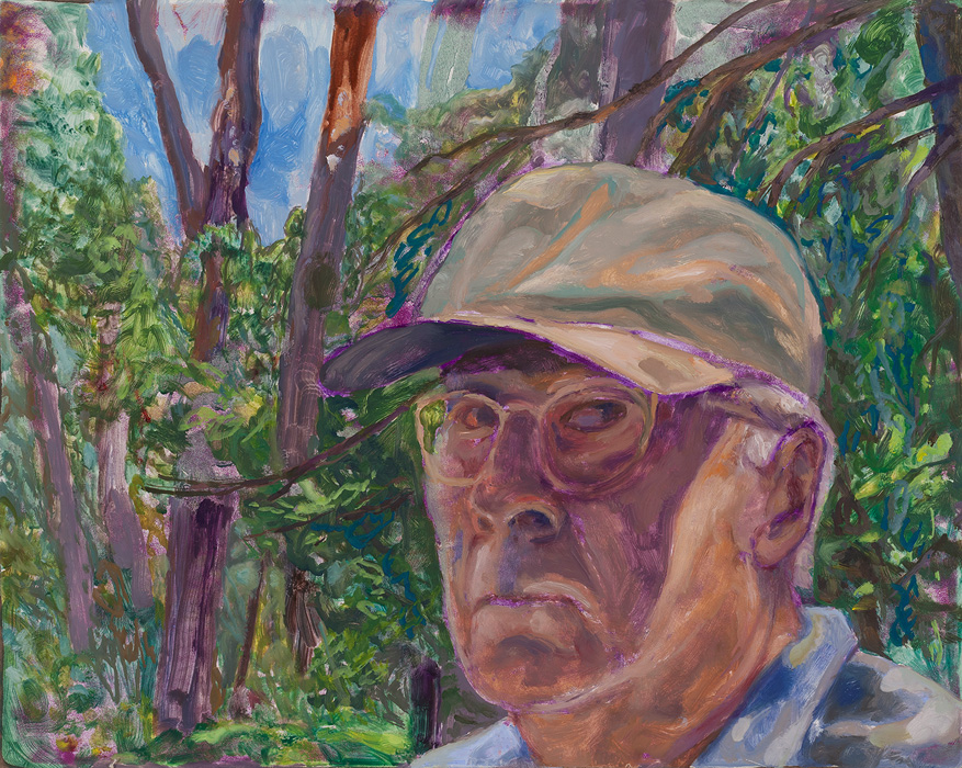 Self-Portrait With Hat, oil on canvas, 16 x 20”