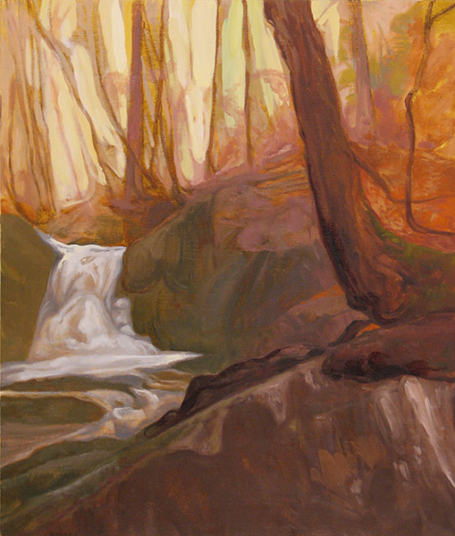 &lt;i&gt;Golden Leaves and Granite Rocks,&lt;/i&gt; oil on canvas, 26 x 22&quot;