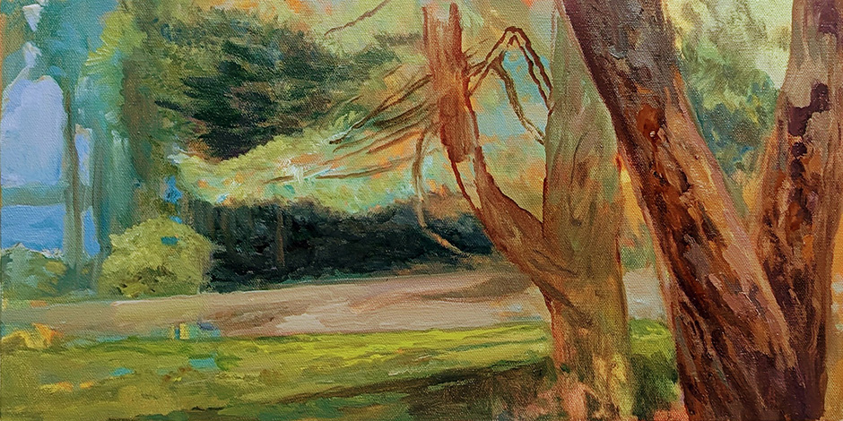 Layers of Landscape in Maine, oil on canvas, 10 x 20